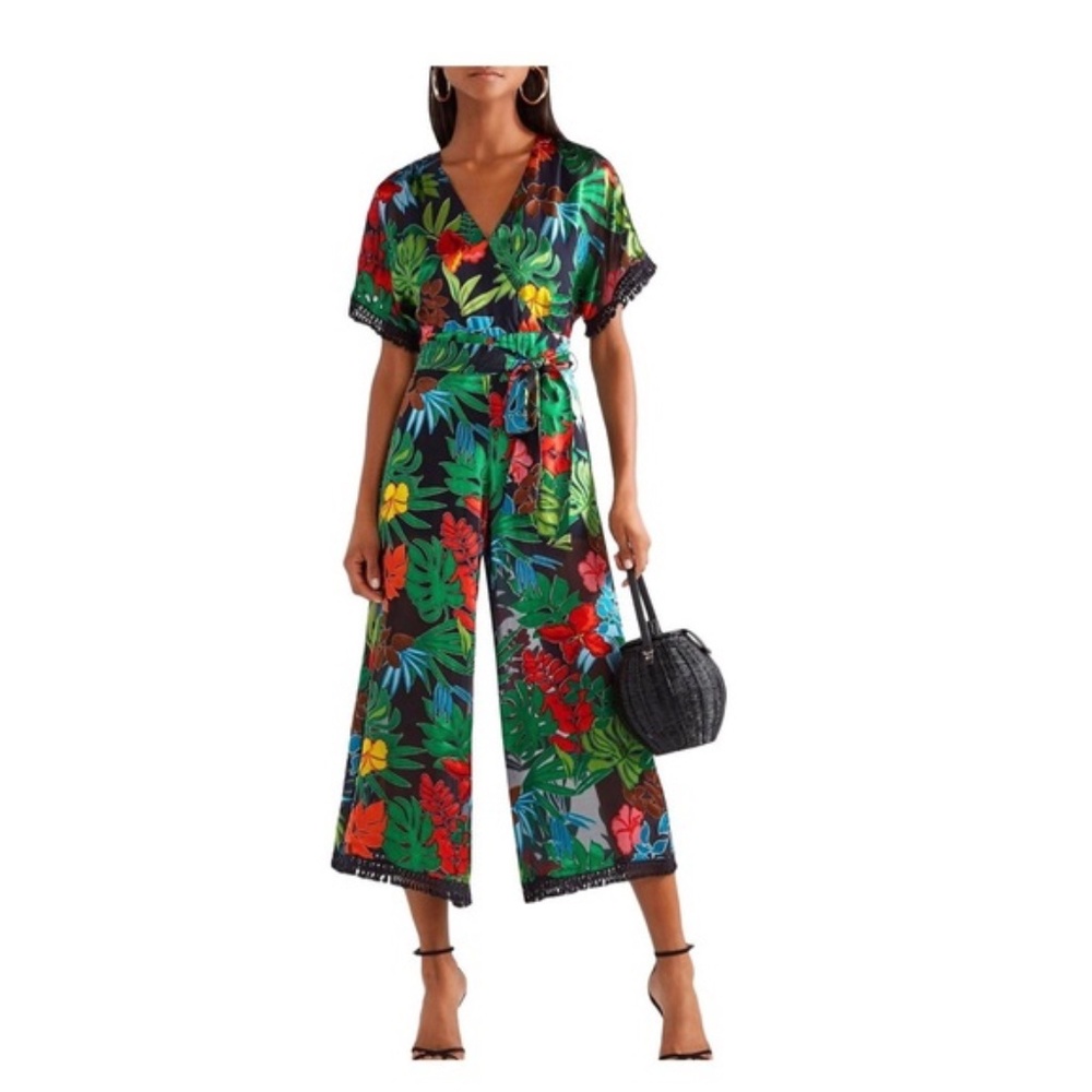 ALICE + OLIVIA Kasia Cropped Floral-Print Burnout Chiffon Jumpsuit